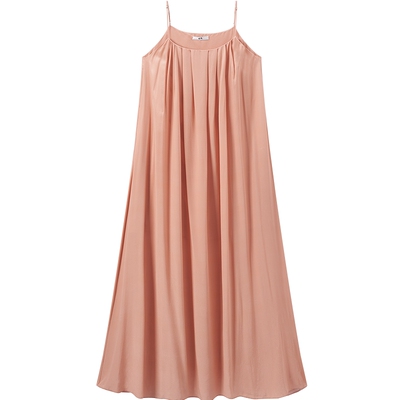 [秀场同款]COMME MOI吕燕设计师春夏温柔褶裥桑蚕丝吊带连衣裙