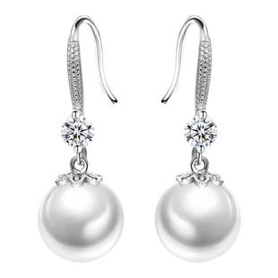 【白月光】法式浪漫满钻珍珠流苏耳钩经典银色显优雅女士耳环1559