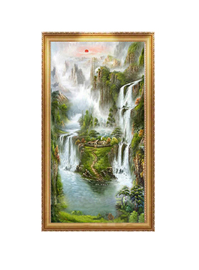 风景玄关过道走廊竖版手绘油画