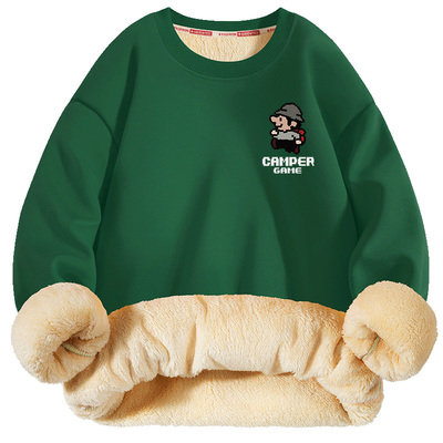 加绒加厚卫衣男冬季青少年冬装