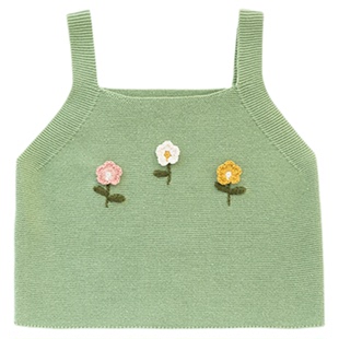 YOUGE幼歌 女童手工钩花森系背心2026春季新款中小童全棉毛衣马甲