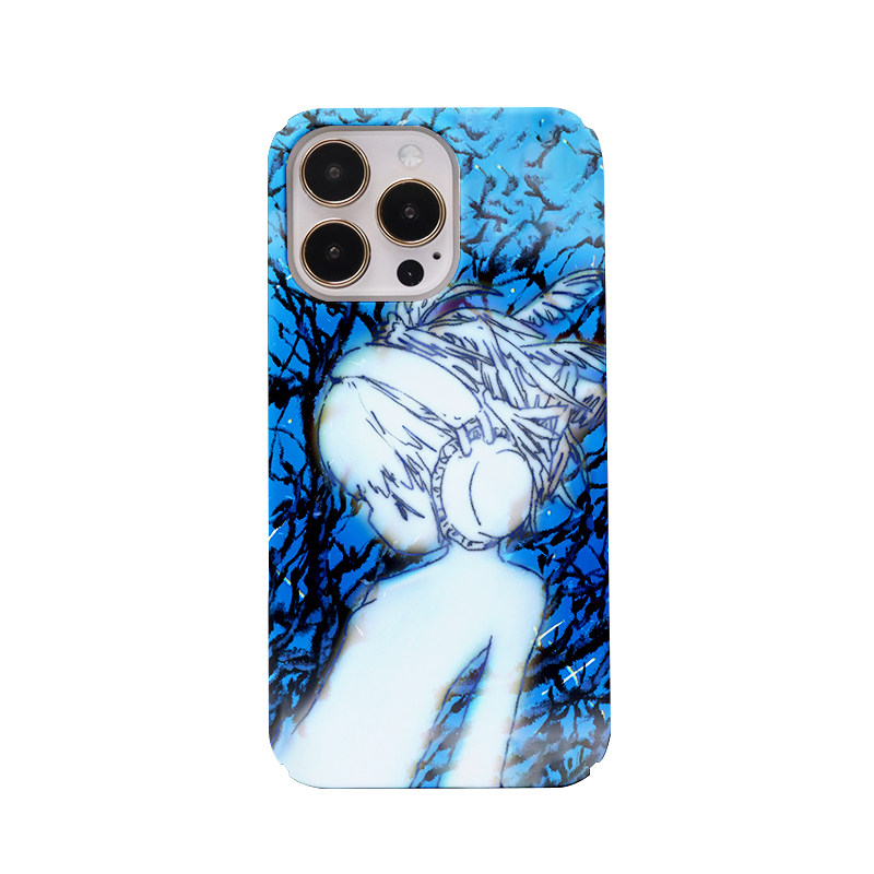 动漫耳麦初音适用于苹果15手机壳14pro个性iPhone13创意12磨砂16e华为mate60pro/P70全包防摔小
