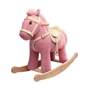 jovali实木摇摇马儿童粉色木马宝宝周岁生日礼物玩具定制家居装饰