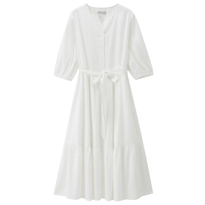 Giordano/佐丹奴条纹提花连衣裙