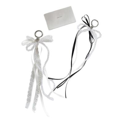 少女芭蕾风丝带长珍珠飘带蝴蝶结包包挂件樱桃挂饰ins钥匙扣韩系