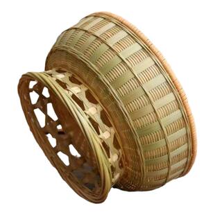 竹编藤口馒头筐零食水果收纳筐精编高脚厨房沥水圆形大中小号