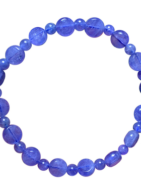 天然坦桑石圆饼蛋面手链饰品情侣