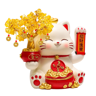 发财树招财猫摆件自动摇手店铺收银台轻奢高档装饰品新店开业礼物