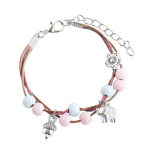 国风文艺复古陶瓷手链景德镇瓷珠编织手绳情侣手串学生新中式手饰