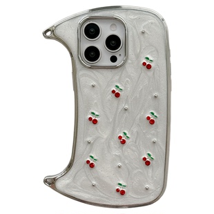 MoreRex 滴胶立体樱桃手提包适用苹果15手机壳iphone17promax新款14手拎挂绳13防摔保护套16pro女款ins超好看