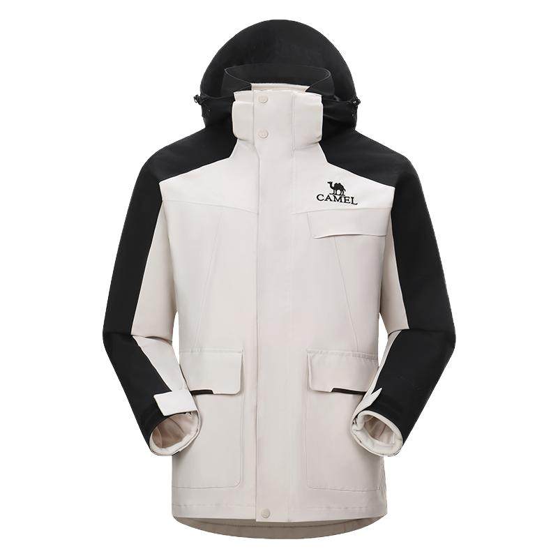 骆驼男装三合一内胆冲锋衣男女新款防泼水登山服夹克外套户外运动