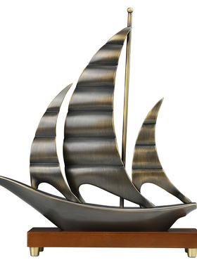 一帆风顺帆船摆件办公室送领导老板办公室桌面铜装饰品高级感礼物