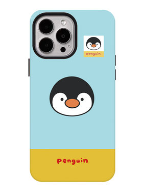 韩系大头企鹅适用苹果17promax手机壳iphone16pro菲林磁吸支架个性华为P80小米15小众vivo防摔保护壳oppo撞色