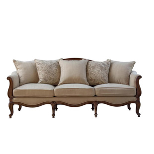 美式实木雕花布艺双人沙发进口绒布复古小户型豪华客厅英式乡村