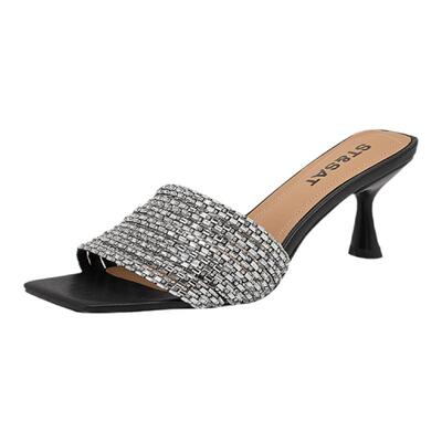 St&Sat/星期六女鞋2025凉拖鞋女夏季外穿时尚气质细跟高跟拖鞋女