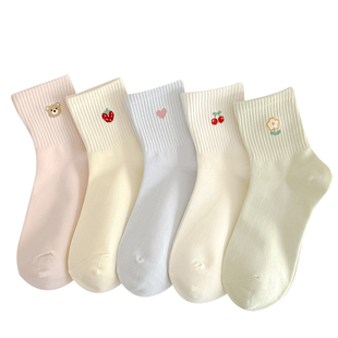 2026新款爆款彩色卡通袜子女棉袜中筒袜秋冬甜美女生运动春秋可爱