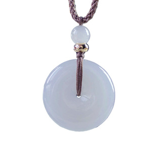 天然和田玉平安扣吊坠晴水烟紫羊脂白玉胖嘟嘟儿童男女真玉送证书