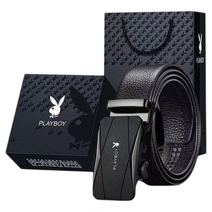 花花公子皮带男士真皮自动扣腰带男中青年商务百搭纯牛皮裤腰带男