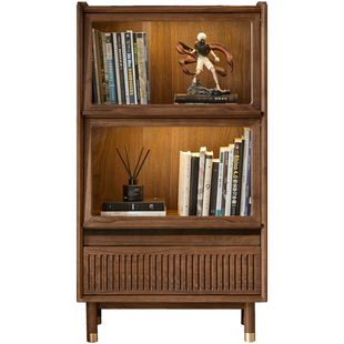 留意北欧黑胡桃木实木斗柜客厅收纳柜卧室家用落地抽屉柜电视边柜