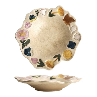 日式复古手作漂亮的饭碗沙拉碗盘子高颜值一人食餐具高级感小众