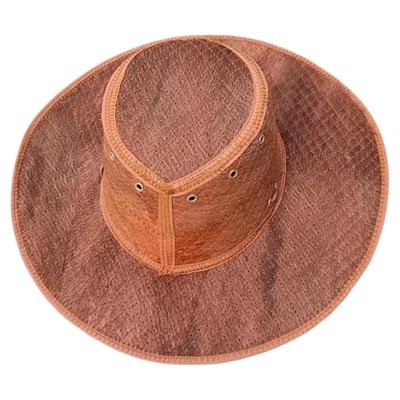 户外帽子手工编织复古棕丝山棕帽