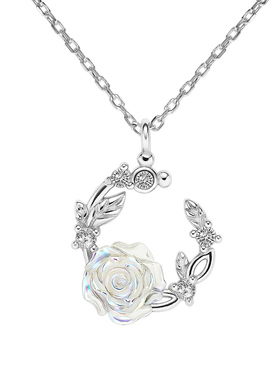 迪士尼925银米奇山茶花锁骨链