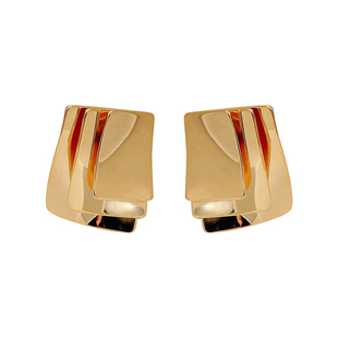 新品方形欧美风金属小众耳钉个性耳夹女设计耳环几何菱形耳饰耳丁