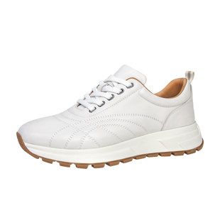 奥勒伦运动休闲鞋男真皮头层牛皮2025新款白色潮鞋男式高端小白鞋