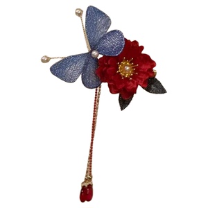 「花间梦」新中式红色花朵发夹