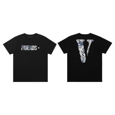 VLONE FRIENDS-系列元青花大LOGO印花 短袖T恤 男女同款 黑蓝白蓝