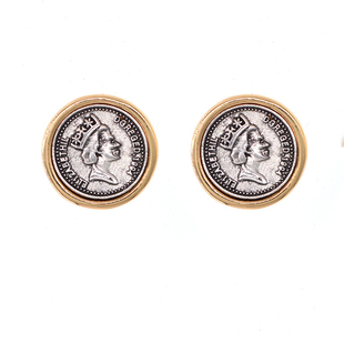 使徒行者3同款耳钉复古个性人像硬币圆形耳环潮