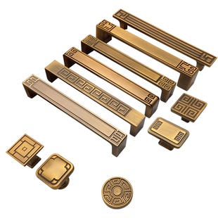 中式拉手柜门新中式柜子小拉手复古橱柜单孔把手黄古铜色鞋柜拉手