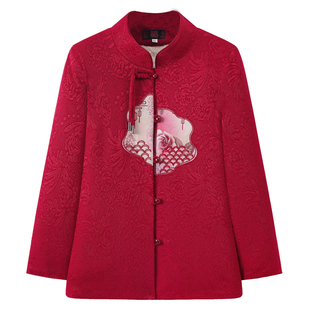 奶奶装冬装加绒加厚外套中老年女装妈妈秋冬装上衣喜庆老太太唐装