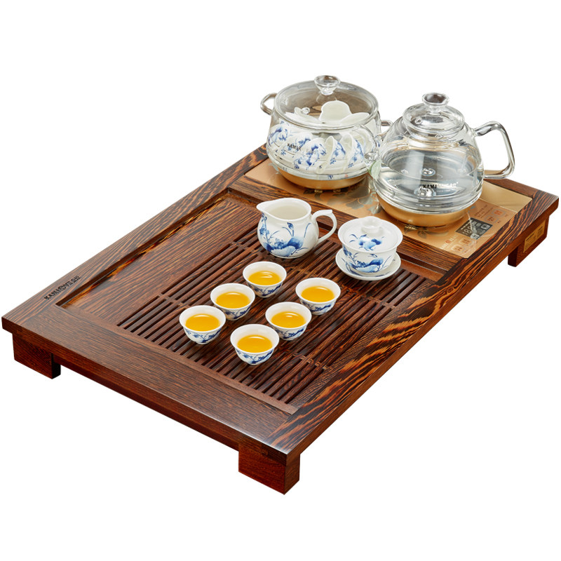金灶鸡翅木实木茶盘茶台一体套装