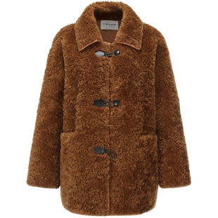 韩火火同款IF BY LAND设计师品牌LOOKNOW秋冬羊羔毛毛纽扣短外套