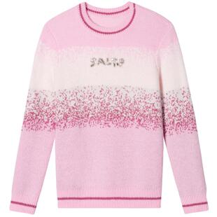 【马海毛】SALT.P可颜渐变条纹手工字母钉珠毛衣针织衫冬款