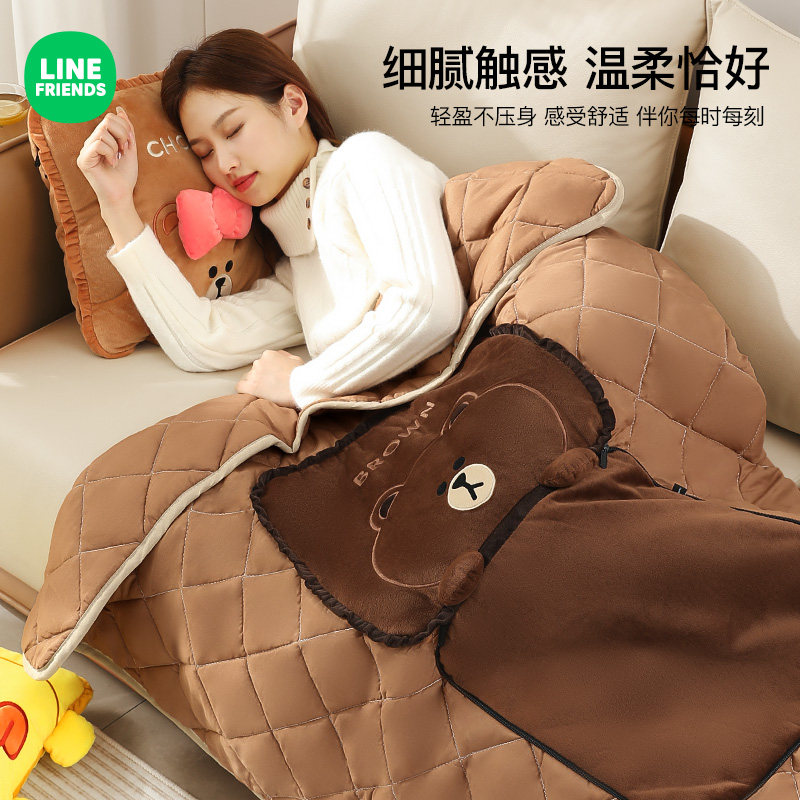 折叠抱枕被子两用加厚毯子午睡办公室枕头被二合一汽车载靠枕毯