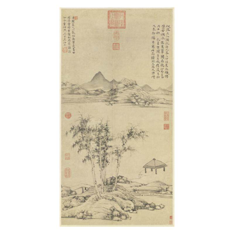 倪瓒山水画立轴真迹复制品