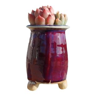 复古窑变多肉花盆创意个性老桩法师粗陶透气高庄流釉小盆特价包邮