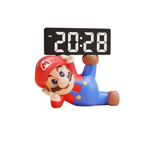 卡通马里奥电子时钟摆台式钟表创意儿童书桌面闹钟装饰品摆件礼物