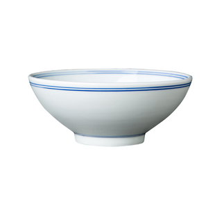 简约景德镇制家用蓝边碗双线面碗汤碗高脚防烫菜碗商用加字面条碗