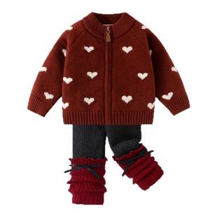女童2025新款套装冬本命年儿童红色毛衣小公主韩系超好看裤子童装