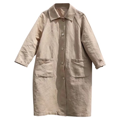 创艺棉麻大衣外套简约宽松长款