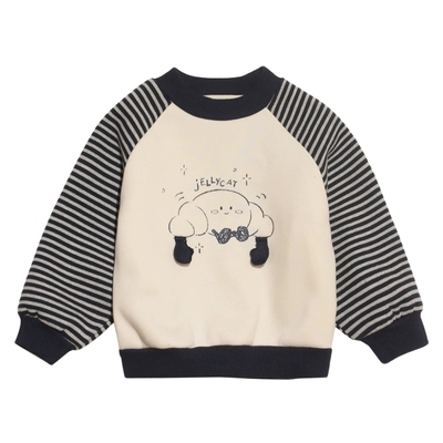 拉夏贝尔男童加绒卫衣冬季2025新款儿童圆领上衣保暖打底衫加厚潮