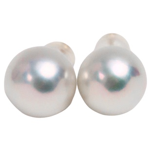 网红博主同款赛澳白12mm珍珠耳钉女款天然淡水爱迪生珍珠耳环正圆