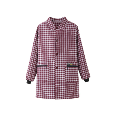 简约加肥加大棉布长袖围裙