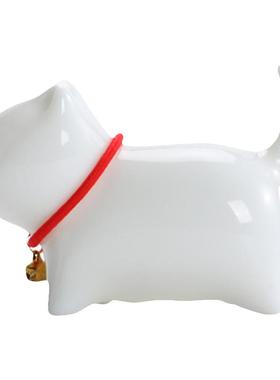 羊脂玉萌小猫可爱茶宠可养摆设陶瓷摆件纸镇开片笔架笔搁送礼猫咪