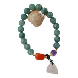 古风中国风国潮天然缅甸玉平安扣莲蓬手串小众精致轻奢手链女串珠