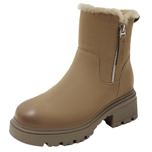 康莉羊毛里抗寒雪地靴厚底女冬季新款加绒增高短靴防滑加厚棉靴子