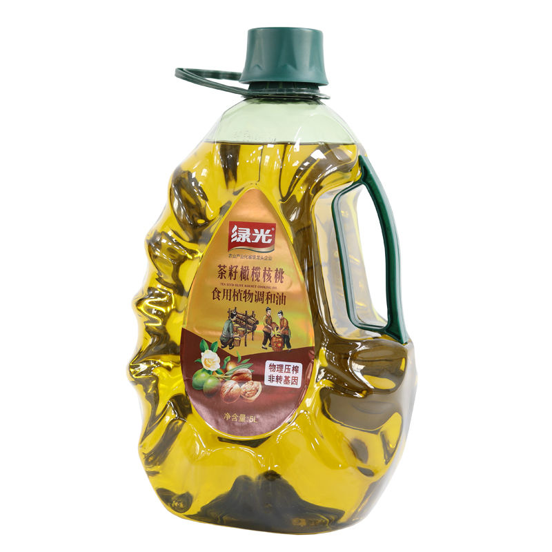 绿光茶籽橄榄核桃油食用植物调和油5L核桃油山茶油食用油家用压榨